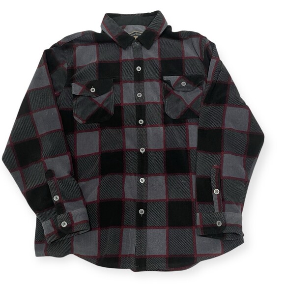Freedom Foundry Plaid Wool Shirt Jacket Men’s M Black Burgundy